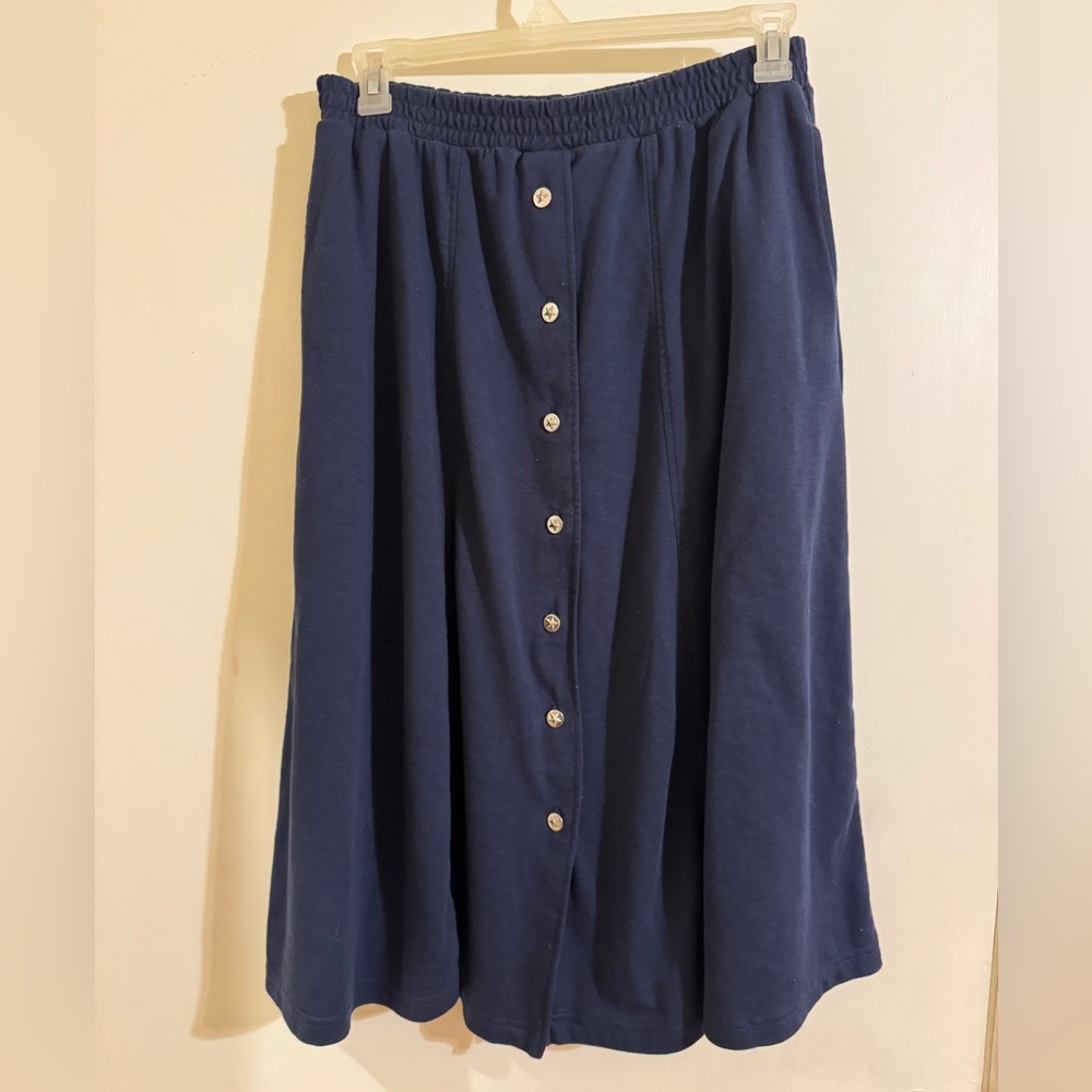 Vintage Jaclyn Smith Navy Button-Front Midi Skirt
